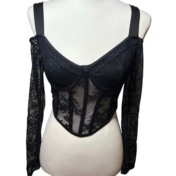 Unbranded Tops - Black Lace Corset Bustier Top Size S Lace Coquette Goth Y2K Sheer Going out top